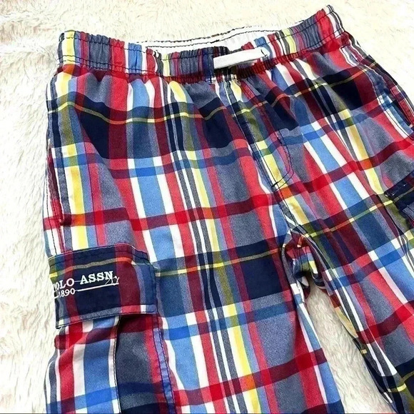 U.S. Polo Plaid Large Side Pocket Mens Swim Trunk Shorts Size M - Picture 6 of 10